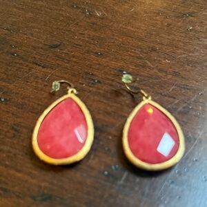 Elegant Gold and Red Teardrop Earrings
